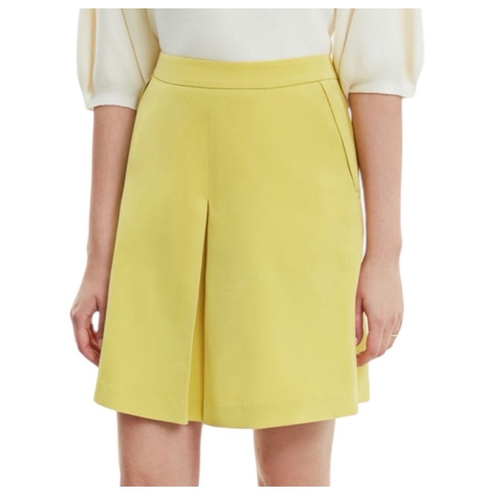 Massimo Dutti Yellow Pleated Mini Skirt with Pockets Size 8 US 40 EUR